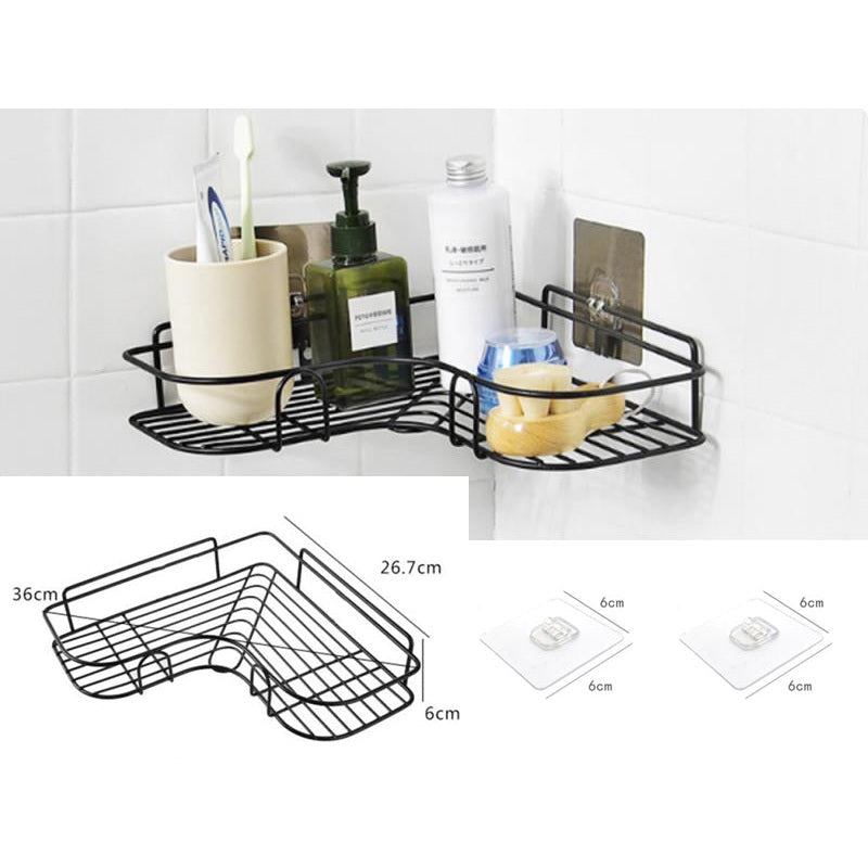 Bathroom Wire Shelf Corner Black