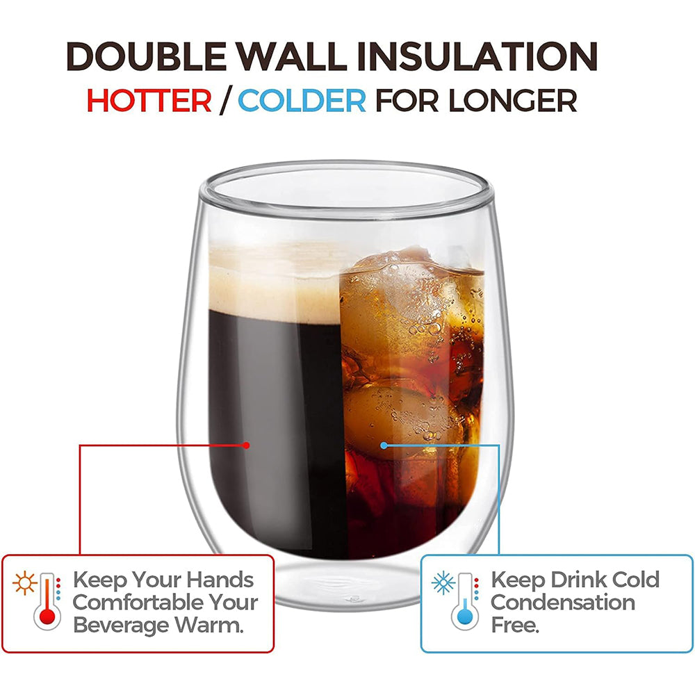 200ml 2-Pcs Danny Home Double Walled Cappuccino Glasses Set