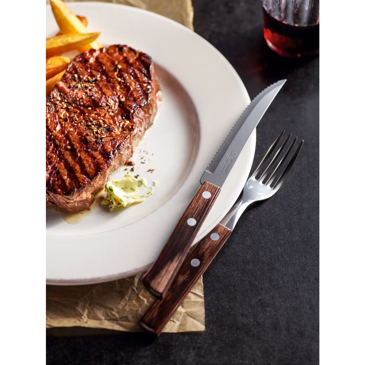 tramontina traditional wood steak knife(saw) set of 12