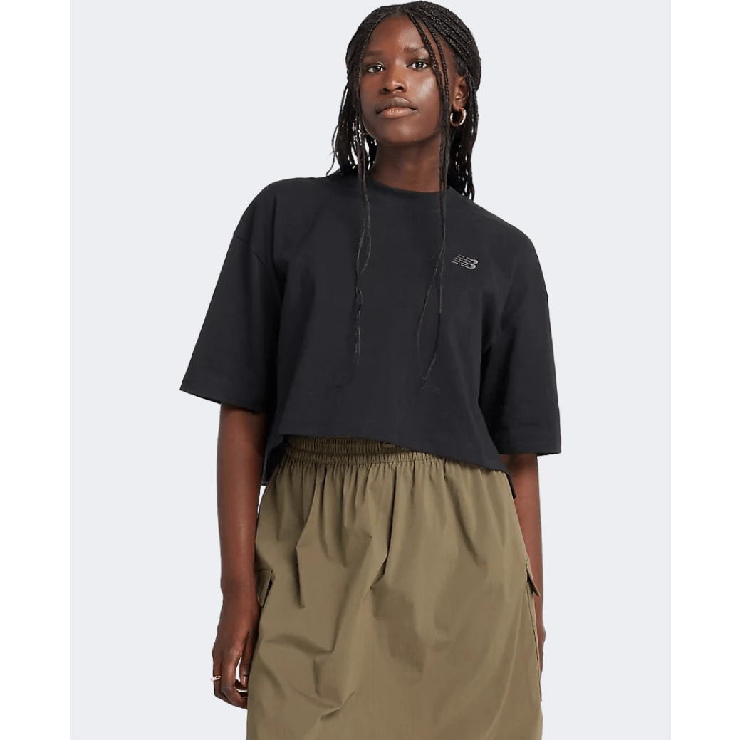 New Balance Logo Oversized Jersey Women Lifestyle T-Shirt Black - Medaid International