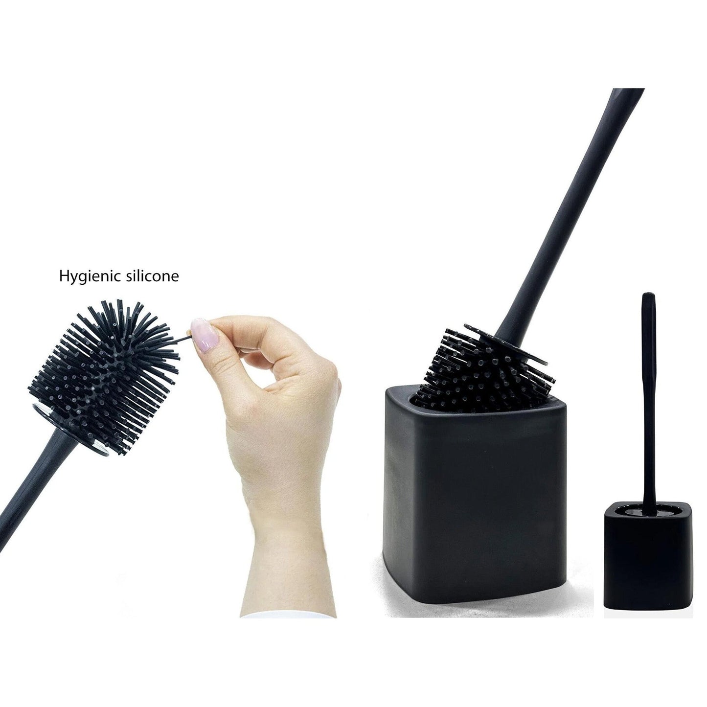 Square Silicone Toilet Brush with Stand
