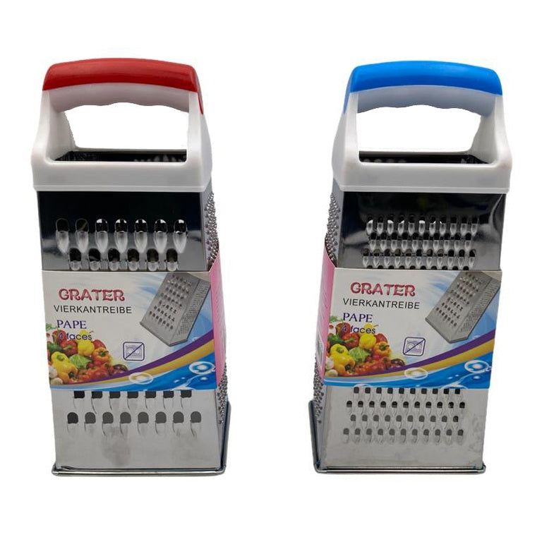 Stainless Steel 4 sided Grater with plastic handle