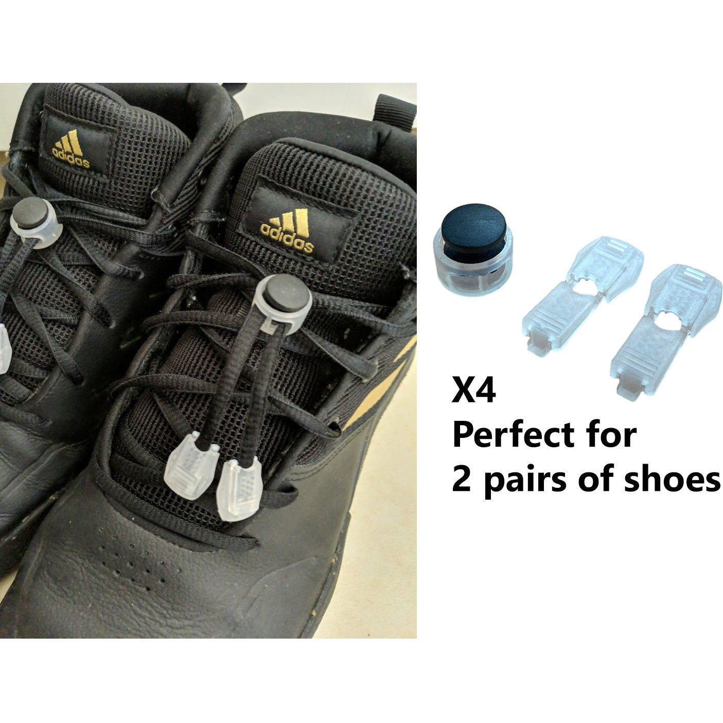 Shoelace clip set X4 for 2 pair of shoes
