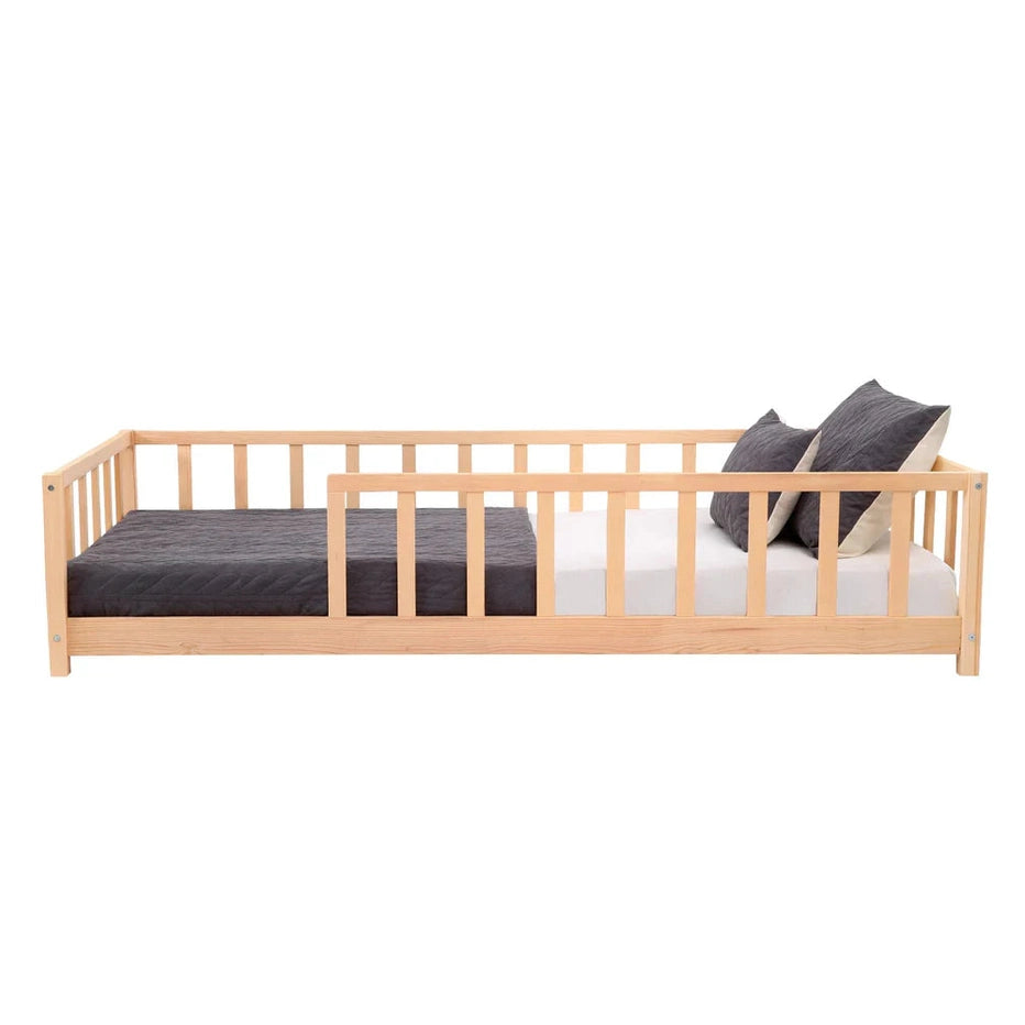 Kukka - Natural Wood Floor Bed - 90x200cm - Kids Crib