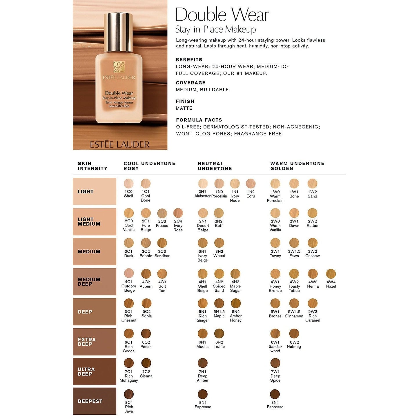 Estee Lauder Double Wear Stay-in-Place Foundation SPF 10 30ml - Medaid International