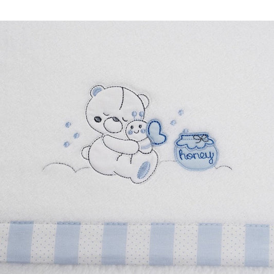 Crib sheets Coralina Honey Bear White blue