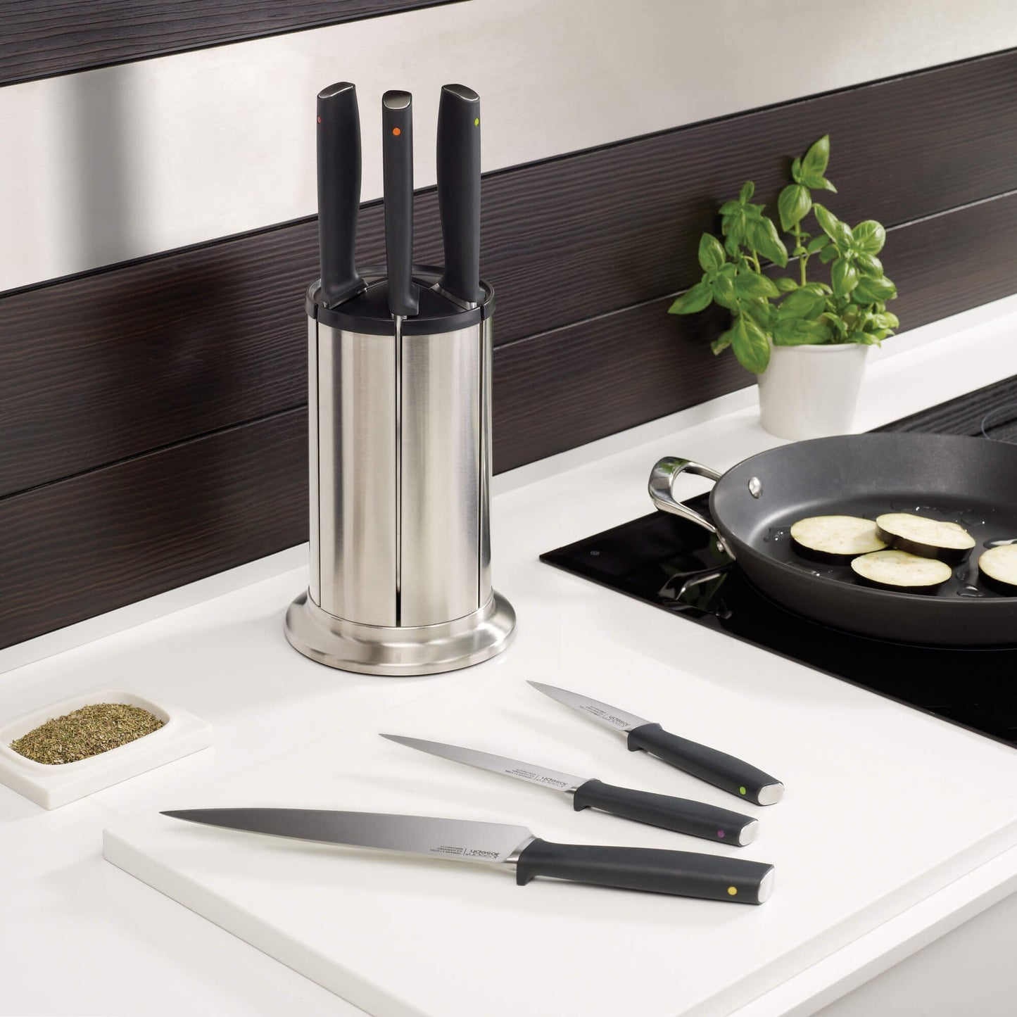 Joseph Joseph Knife Set with Rotating Storage Stand, 7-Piece – Stainless Steel