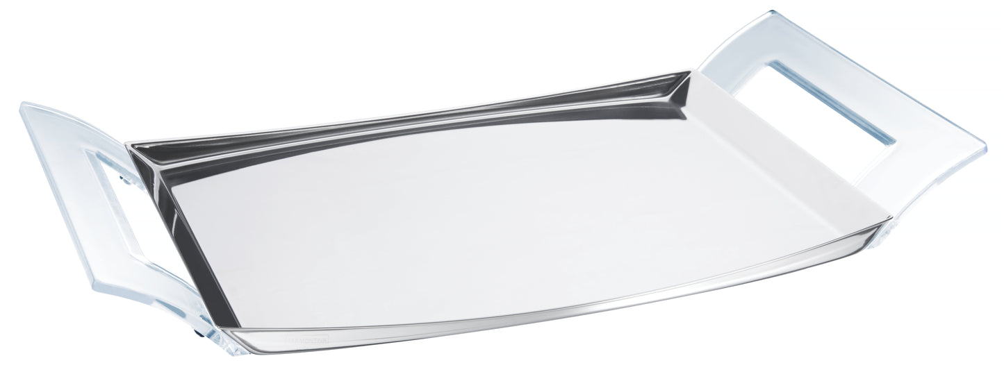 Tramontina rectangular stainless steel tray with red SAN handles 46x27 cm