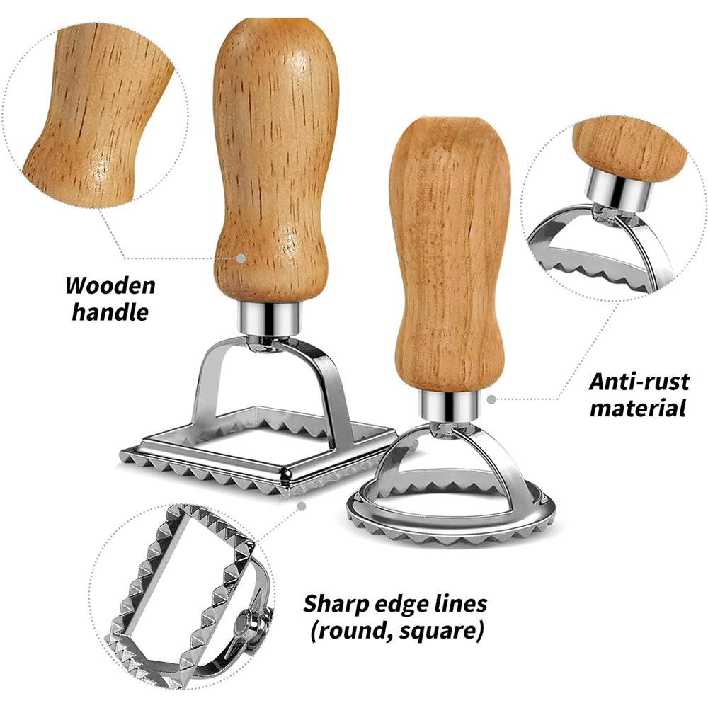 Stainless Steel Cookie & Biscuit Mold with Wooden Handle ( Round )