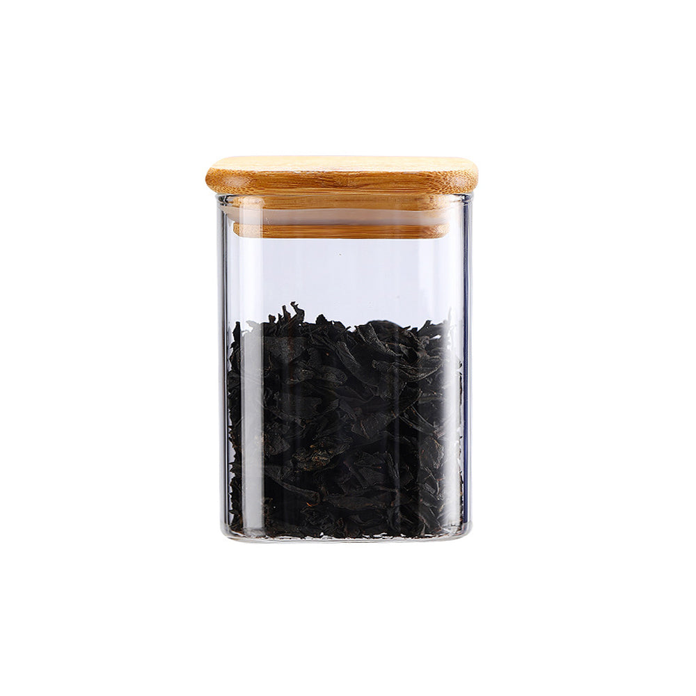 Clear Borosilicate Glass Storage Jar With Bamboo Lid 220-ml #XZ-F0001