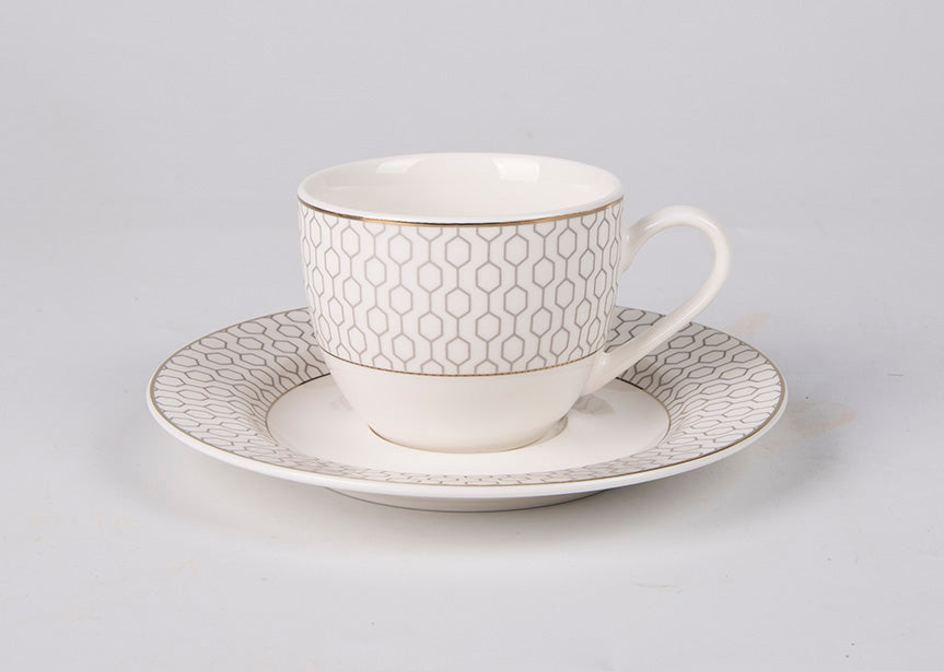 Symphony arris silver coffee cup/saucer 6pcs 10cl