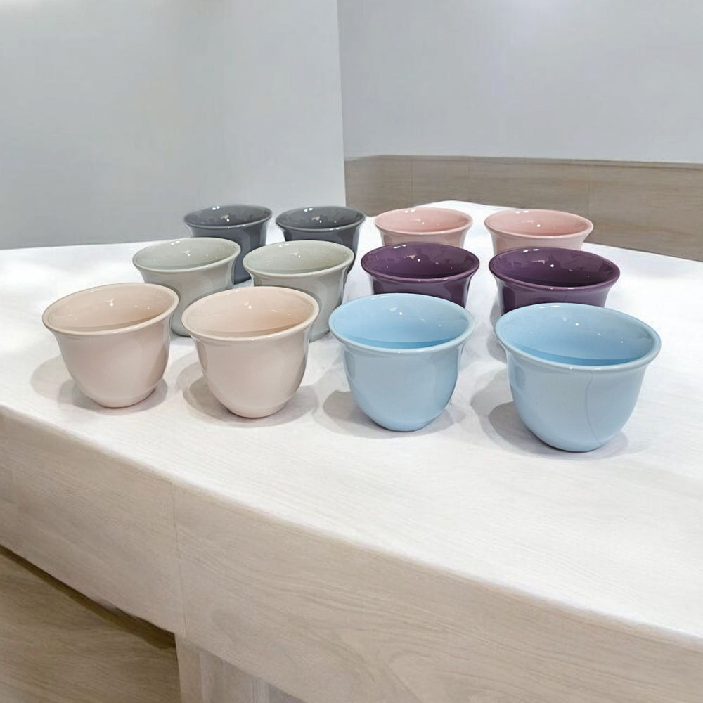 12-Pieces Phoenix Soft Color Arabic Coffee Cups Set