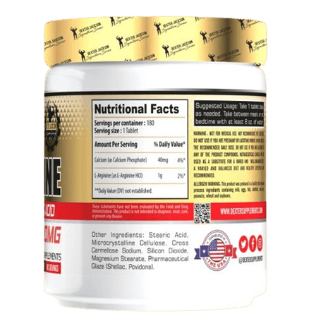 Dexter Jackson L-Arginine Tablets 180 Servings, 1000mg Per Serving