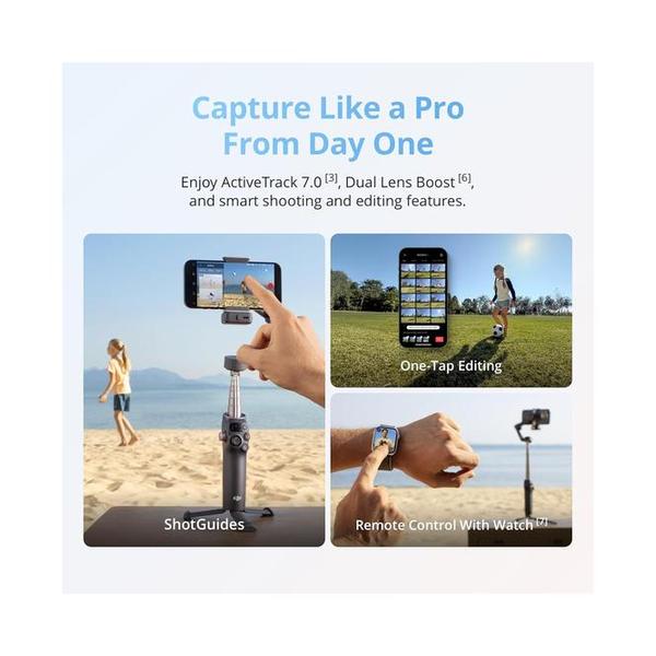 DJI Osmo Mobile 8 Gimbal Stabilizer for Phone, Native Tracking with Apple DockKit, 360° Pan Rotation, Built-in Extension Rod & Tripod, 10h Battery, Extension Rod, Foldable 3-Axis Stabilization