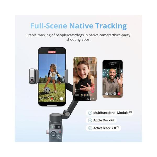 DJI Osmo Mobile 8 Gimbal Stabilizer for Phone, Native Tracking with Apple DockKit, 360° Pan Rotation, Built-in Extension Rod & Tripod, 10h Battery, Extension Rod, Foldable 3-Axis Stabilization