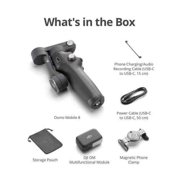 DJI Osmo Mobile 8 Gimbal Stabilizer for Phone, Native Tracking with Apple DockKit, 360° Pan Rotation, Built-in Extension Rod & Tripod, 10h Battery, Extension Rod, Foldable 3-Axis Stabilization