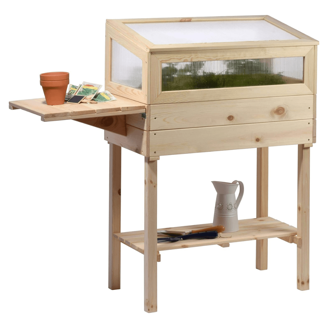 Dobar Raised Wooden Greenhouse with Table & Hooks