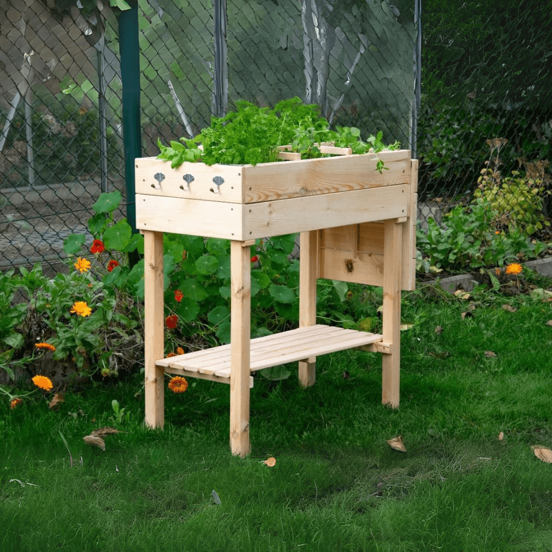 Dobar Raised Wooden Greenhouse with Table & Hooks
