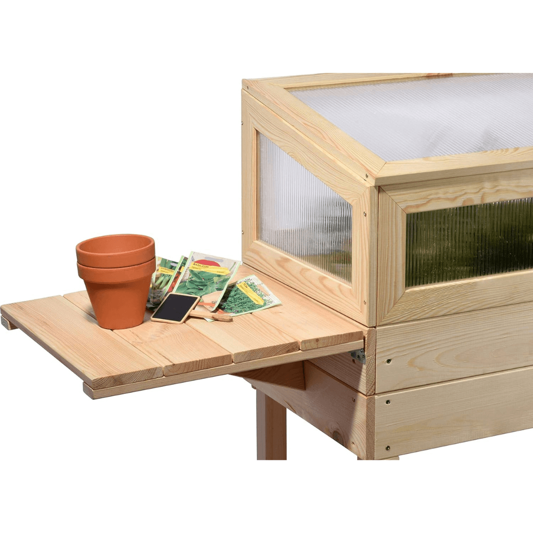 Dobar Raised Wooden Greenhouse with Table & Hooks