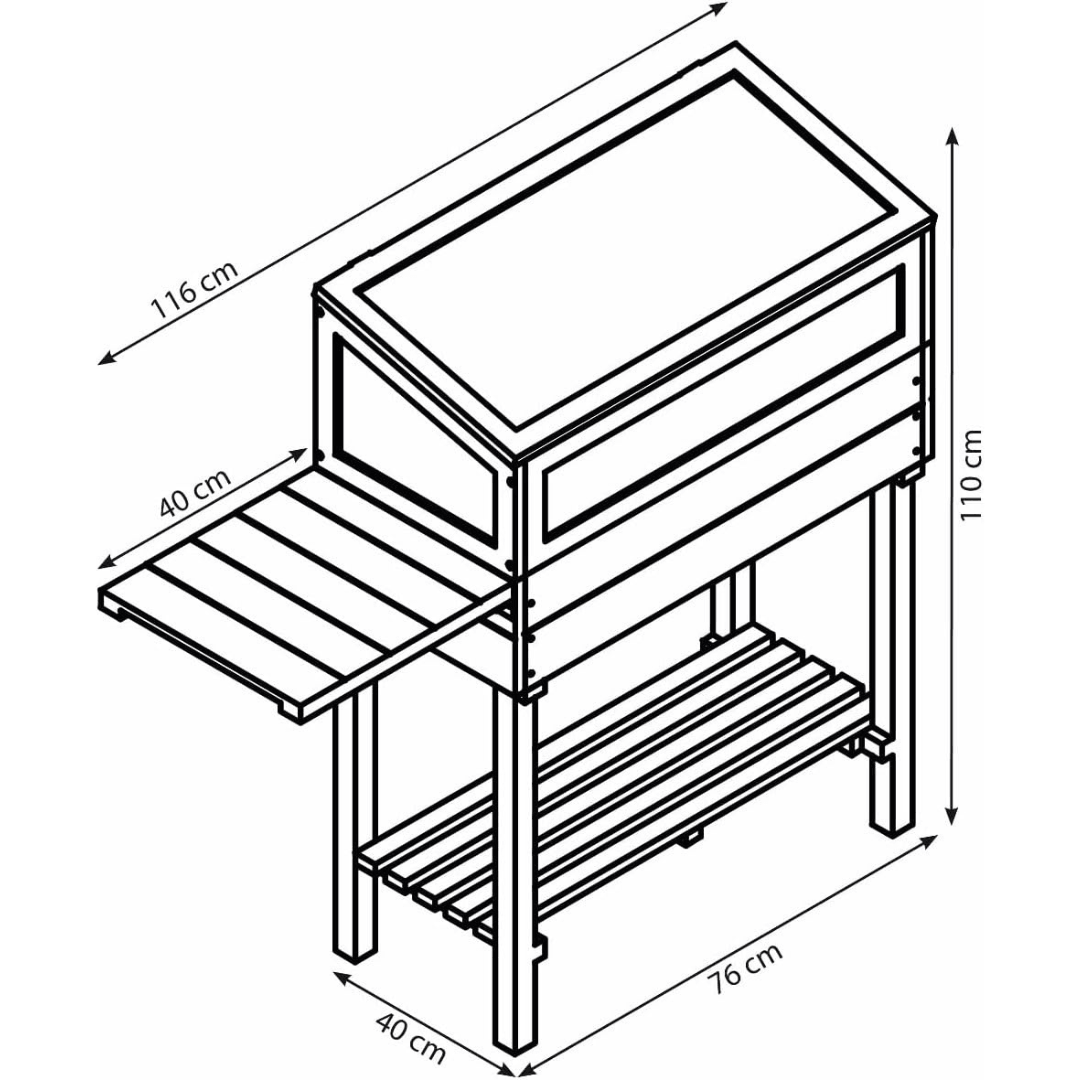 Dobar Raised Wooden Greenhouse with Table & Hooks
