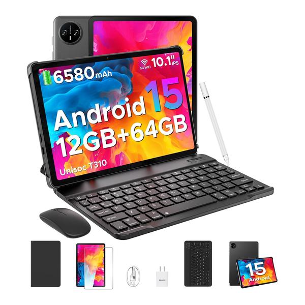 DOOGEE Tab A9 VIP Edition, 10.1 inch, 12GB/64GB (9GB Extended Memory) 2TB TF, 6580mAh, Dual Speakers, Wi-Fi, BT5.0, Face Unlock + Free Stylus Pen + Screen Protector + Bluetooth Mouse + Leather Protective Cover + Bluetooth Keyboard + 1 Year Warranty