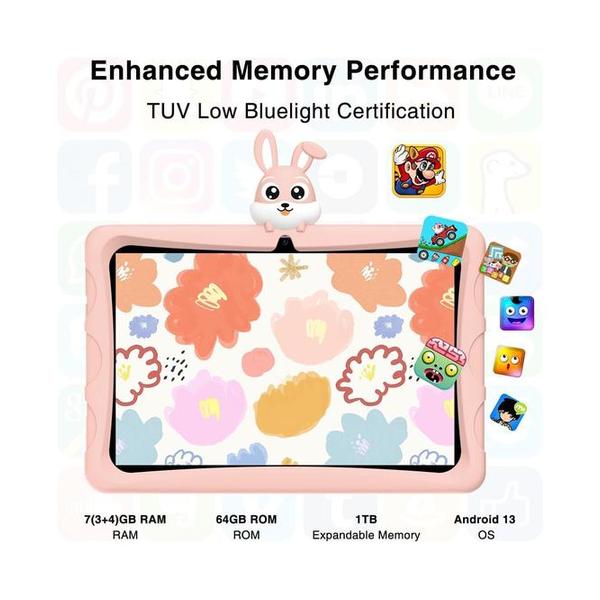 DOOGEE U9 Kid Tablet 10.1 inch HD Kids Tablet, 7GB+64GB/TF 1TB Quad Core, Android 13 Tablet for Kids 3-7 with 5060mAh |WiFi-6 |BT 5.0| Dual Camera |OTG| Widevine L1 + 1 Year Warranty