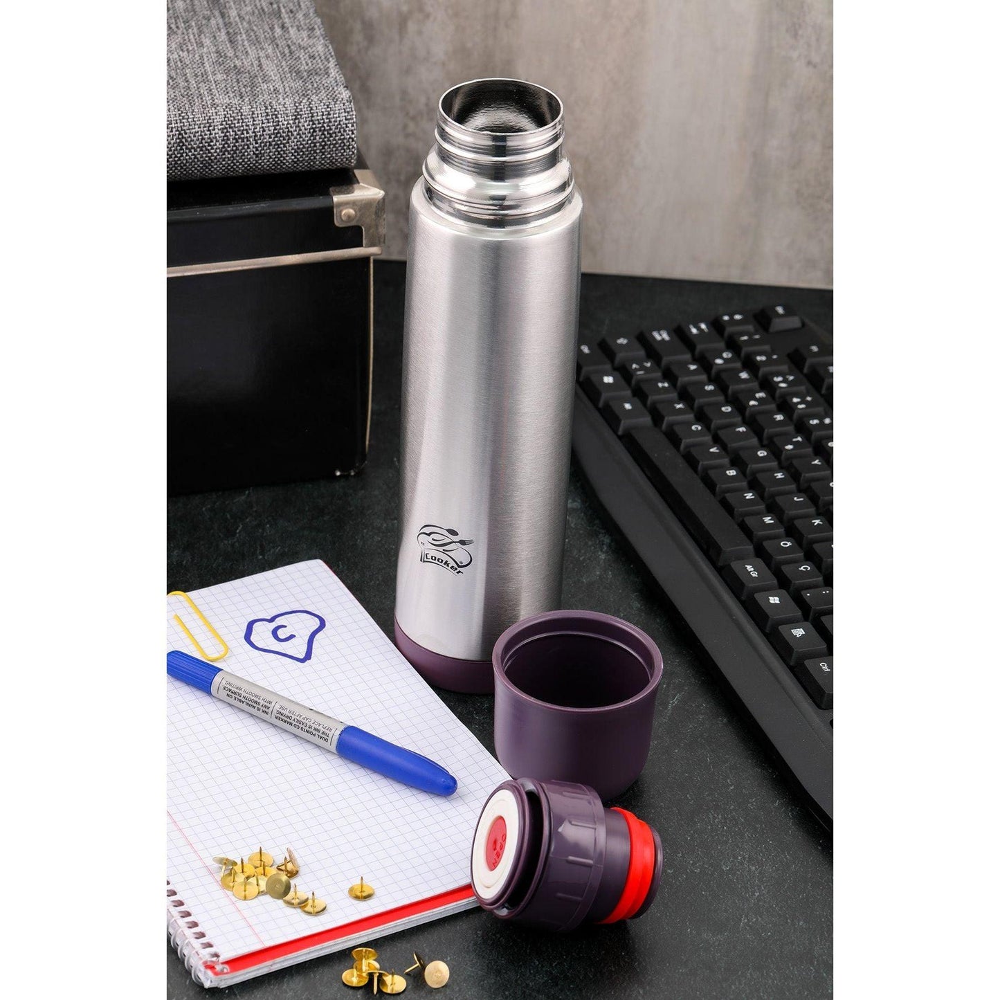 Double Layer Stainless Steel Purple Thermos 750ML 24 Hours (Cold) 12 Hours (Hot)