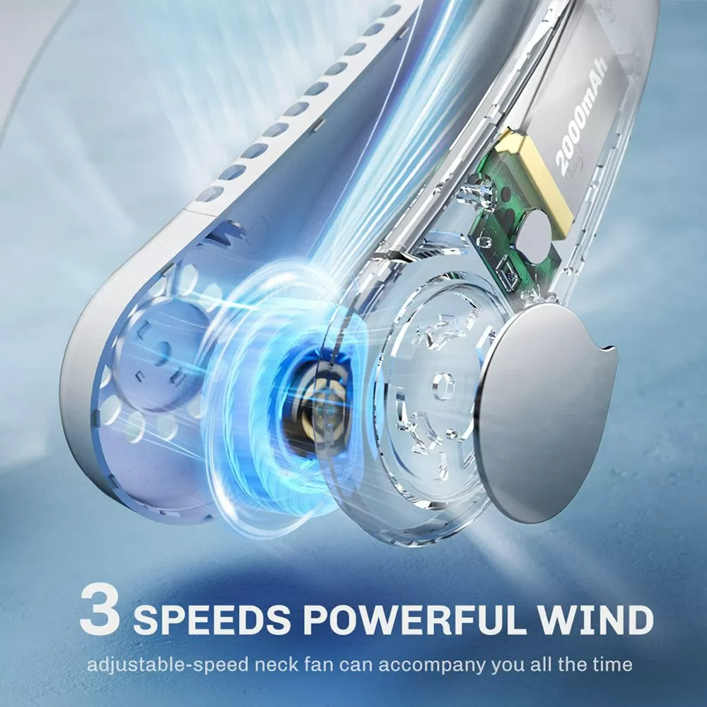 Portable Neck Fan – Hands-Free Bladeless Wearable Fan with Rechargeable Battery - Medaid International