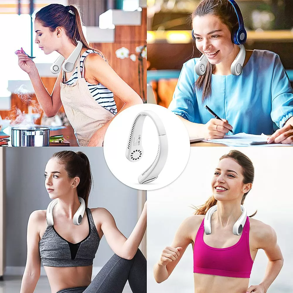 Portable Neck Fan – Hands-Free Bladeless Wearable Fan with Rechargeable Battery - Medaid International