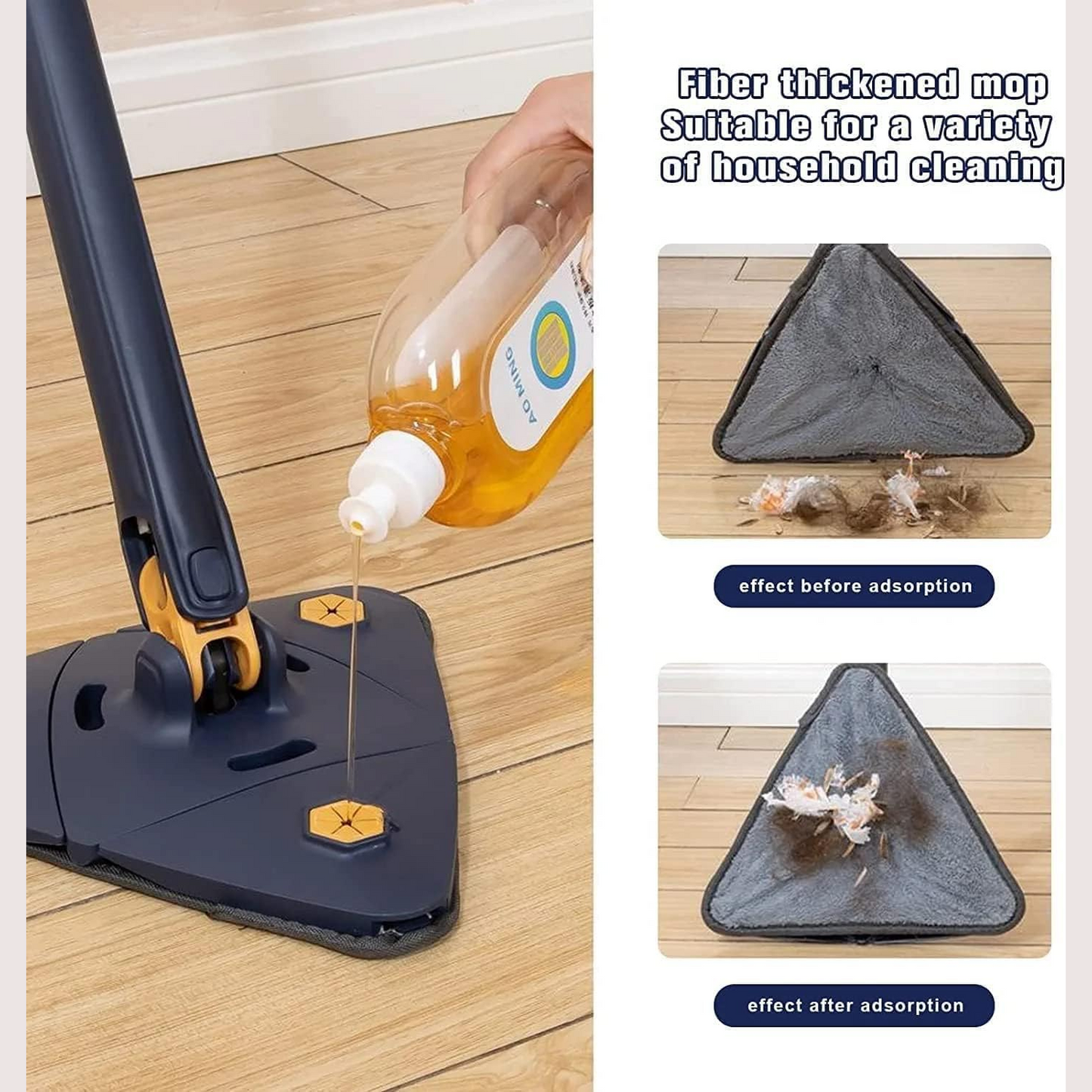 360° Triangle Mop | Self-Wringing Wet & Dry Microfiber Mop