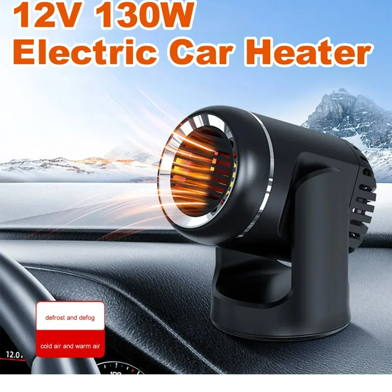 130W 12V Car Heater Fast Heating Windshield Defroster Demister Electric Fan Heater for Cars SUV Truck & Trailer - Black