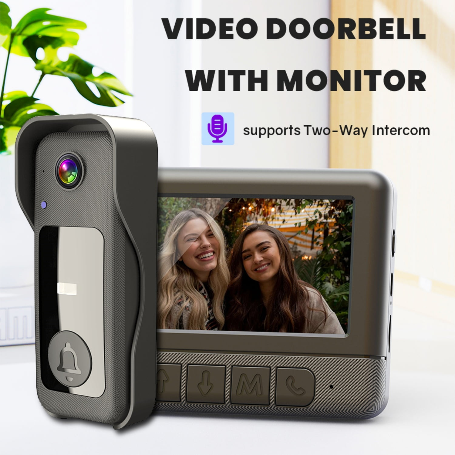 Visual smart doorbell with 4.3-inch color display, 0.3 megapixel camera for home security X8