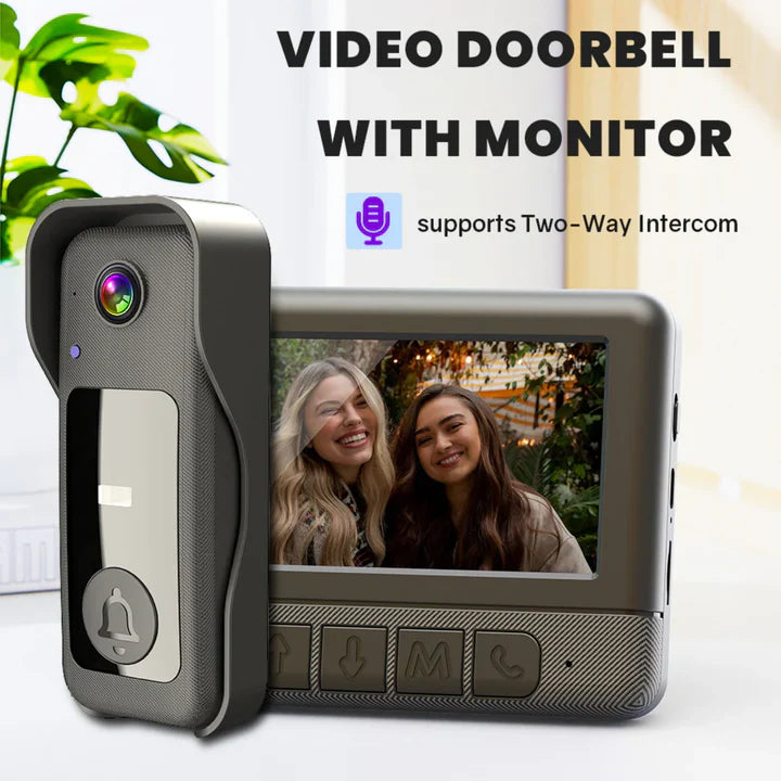 Visual smart doorbell with 4.3-inch color display, 0.3 megapixel camera for home security X8