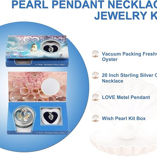 Wish Pearl Necklace Kit,Mysterious Oyster Pearl Gift Set