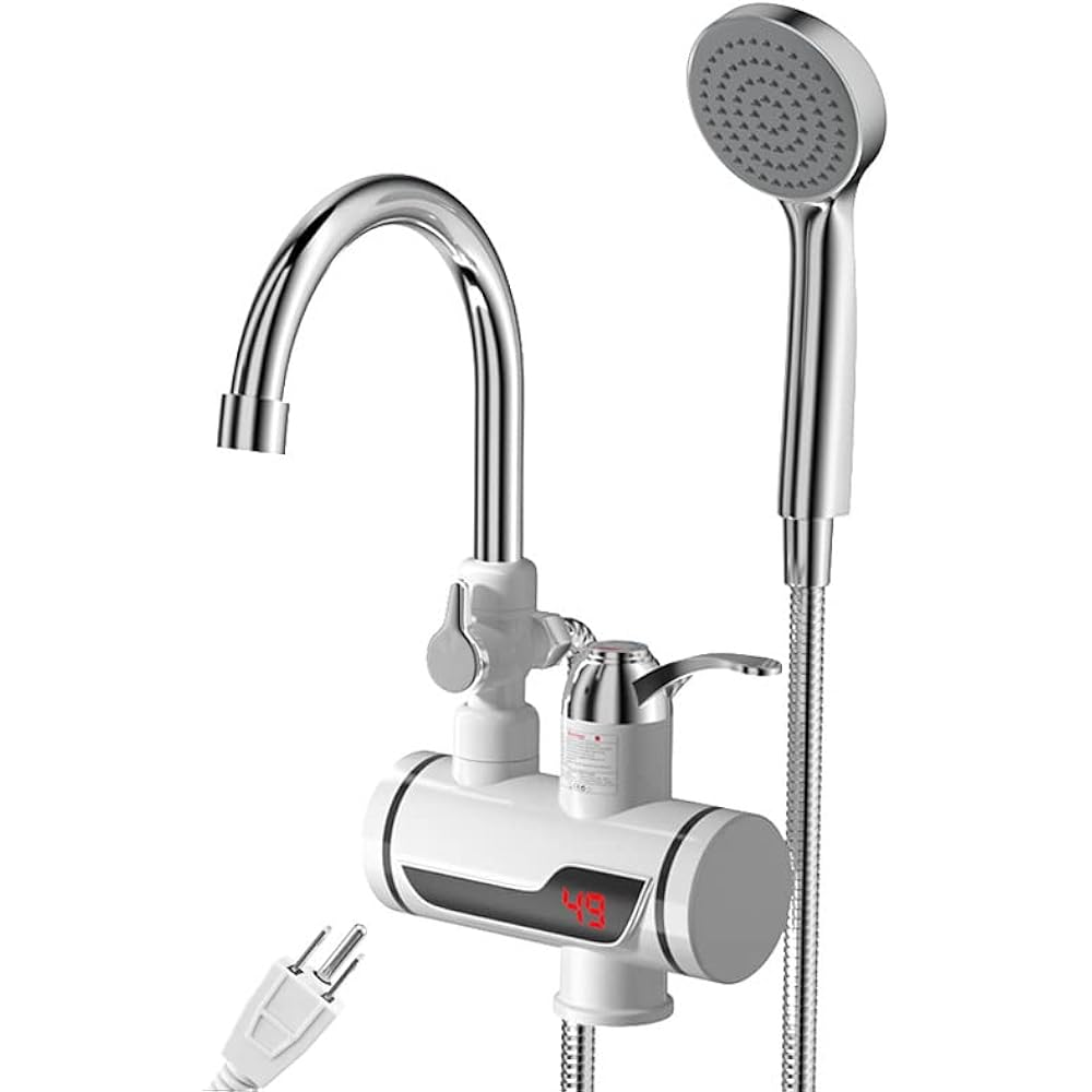360° Rotating Electric Shower Water Heater Instant Hot Water Faucet with LED Display