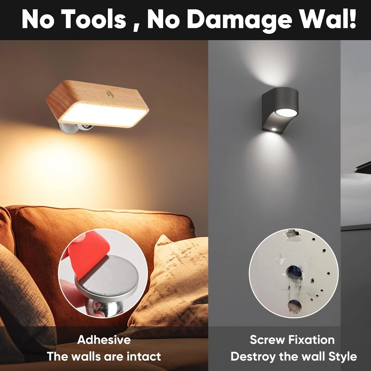 Rechargeable Intelligent Sensing Led Wall Lights 1 pcs