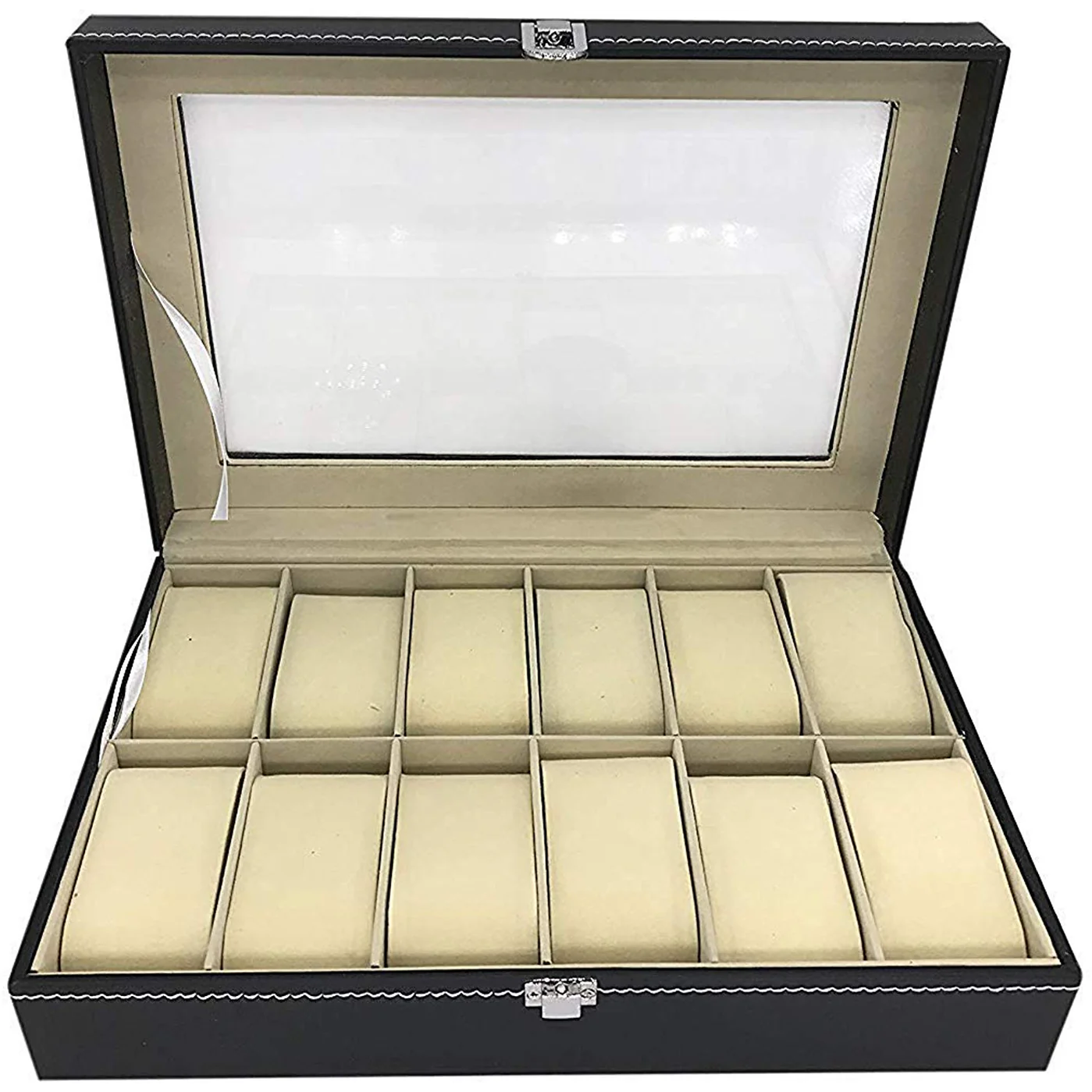 Watch Box 12 Slot Black Watch Display Box Storage Organiser