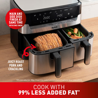 Tefal Easy Fry Dual Zone Air Fryer & Grill, 8.3L, Stainless Steel EY905D40