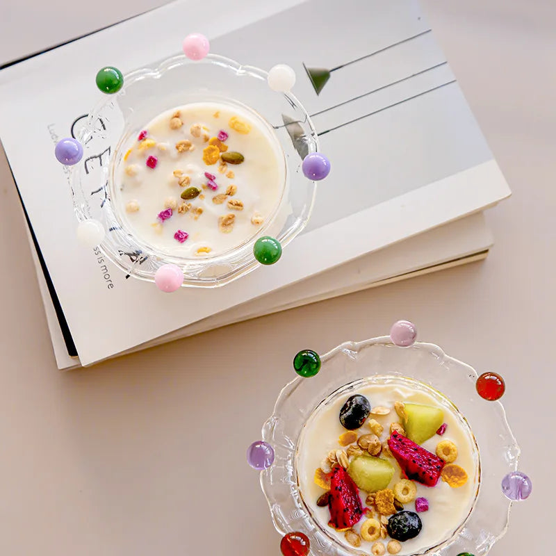 Decorative Glass Dessert Bowl Set – 6 Pieces