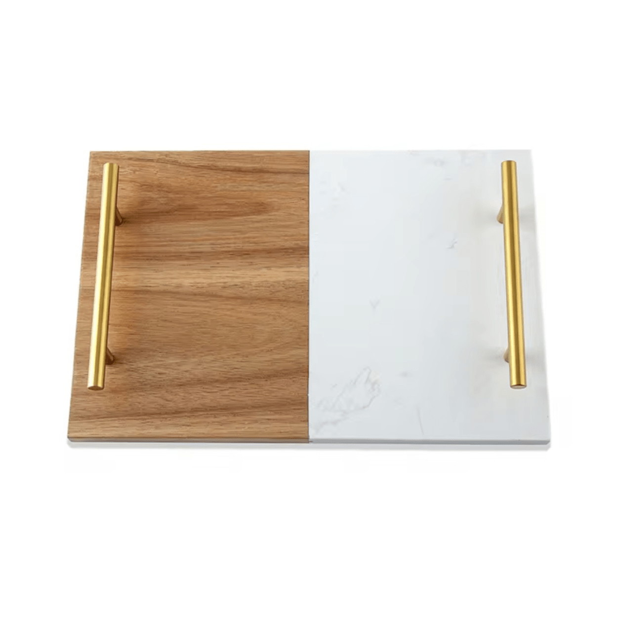 Marble & Wood Serving Board – Gold Handles