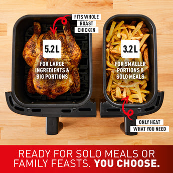 Tefal Easy Fry Dual Zone Air Fryer & Grill, 8.3L, Stainless Steel EY905D40