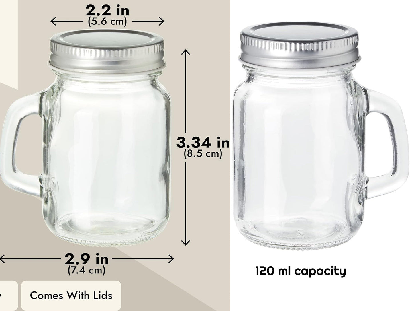 Small Mason Glass Jar 120 ml  X2