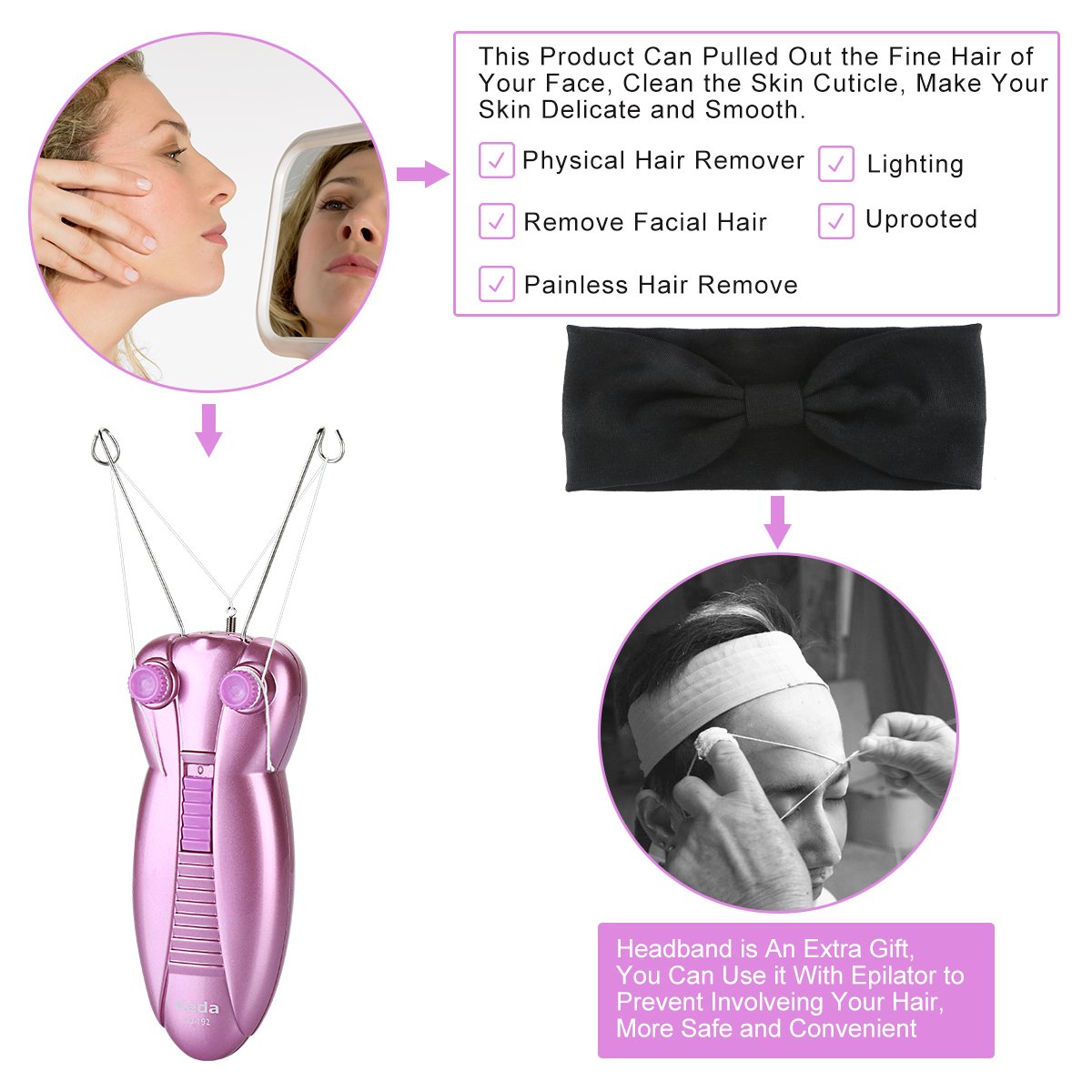 Electric Facial Hair Removal Epilator Device