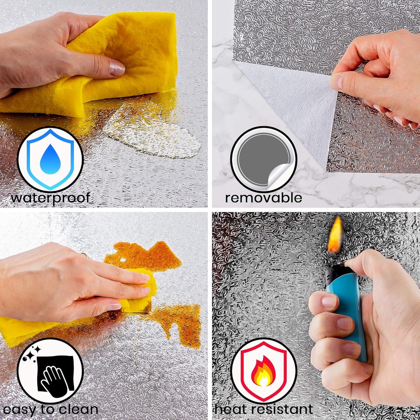 Waterproof Peel and Stick Oil-Proof Self Adhesive Aluminum Foil 60x500cm