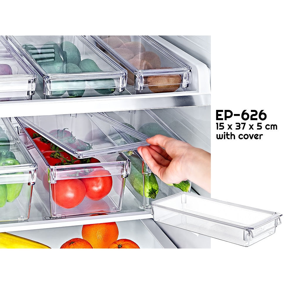 Clear Fridge Organizer with Cover 37 x 15 x 5 cm