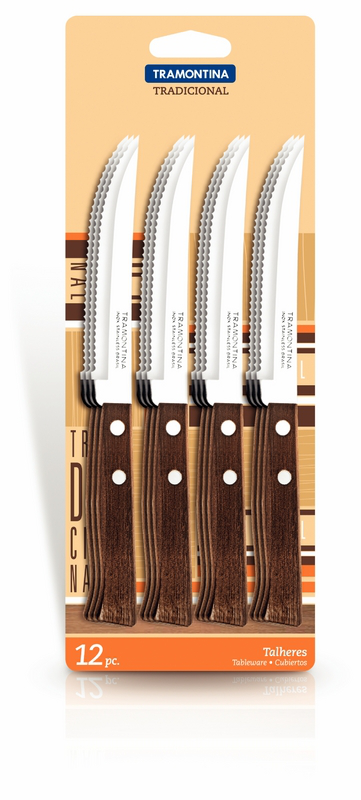 tramontina traditional wood steak knife(saw) set of 12