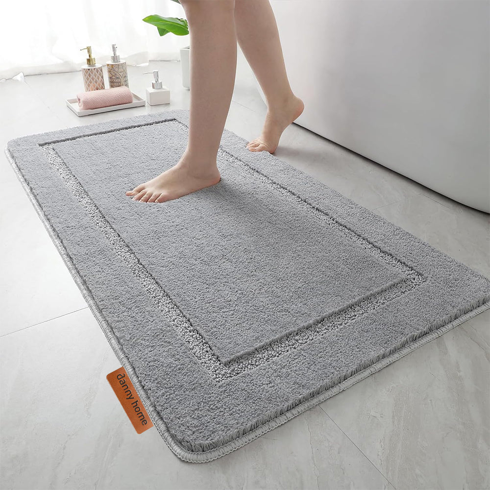 Danny Home Luxury Bath Mat Absorbent Non-Slip Washable Shaggy Bathroom Rug 50X80CM – Grey