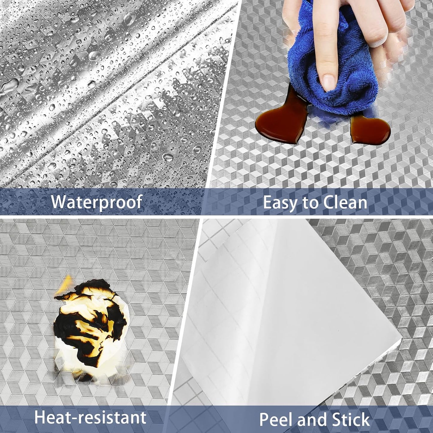 Waterproof Peel and Stick Oil-Proof Self Adhesive Aluminum Foil 60x500cm