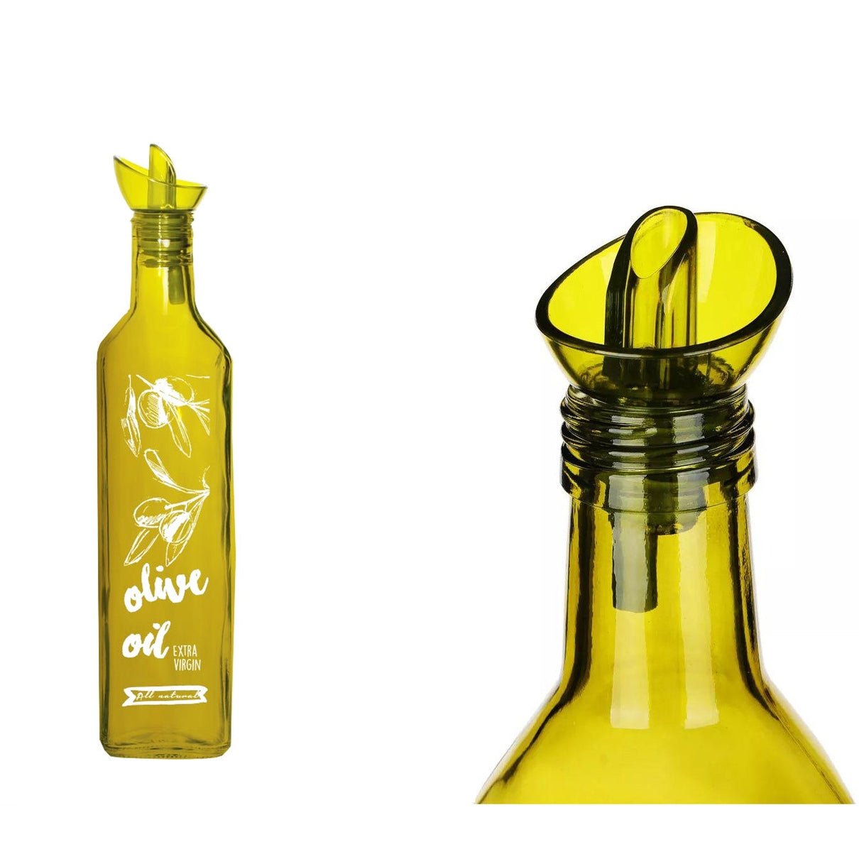 Olive Green Decorated Oil Bottle SQ 500 ml