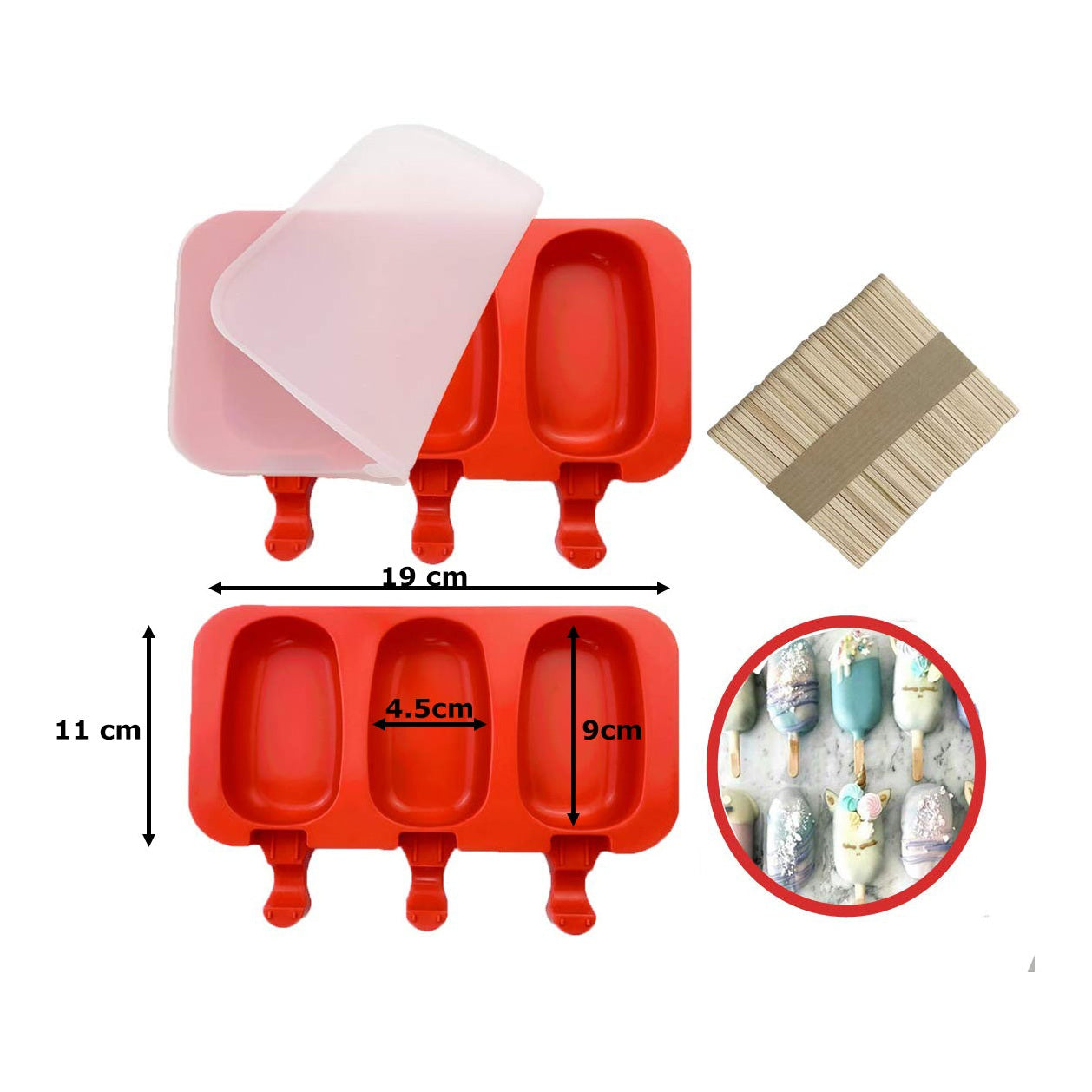 silicone popsicle molds with cover and wooden sticks